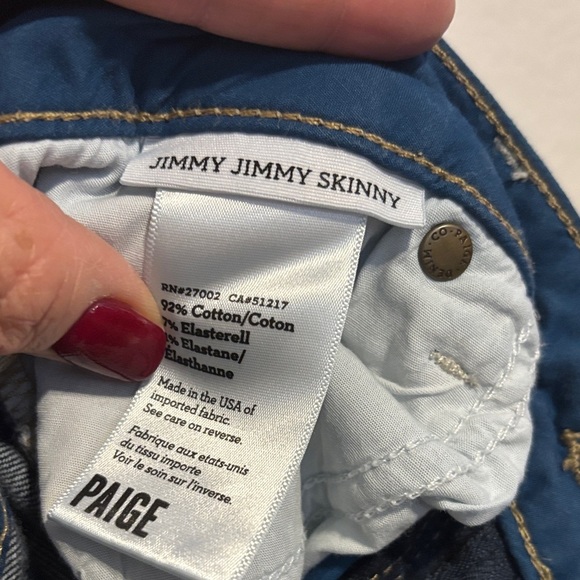 PAIGE Women's low-rise Dark Blue Jimmy Jimmy Skinny Jeans - Picture 3 of 6